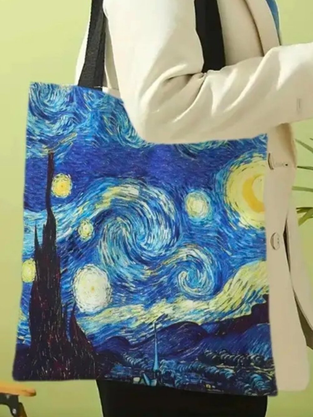 STARRY NIGHT Print Tote, Cosmetic Pouch, Compact Mirror, and Purse Hook Bundle - Picture 2 of 9